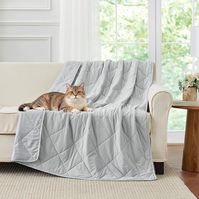 Cozy Bliss Cooling Blanket for Hot Sleepers 40"x60", Q-Max 0.45 Cooling Comfort for Pet, Cold Blankets for Night Sweats Sleeping, Ultra-Cool Lightweight Breathable Blanket for Travel, Cool Grey