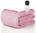 Homemate Heated Blanket Electric Throw - 50"x60" Heating Blanket Throw 1/2/4/6/8 Hours Auto-Off 10 Heat Levels Over-Heat Protection Soft Flannel Sherpa ETL Certification
