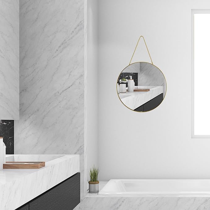 11.8-inch Small Round Wall Mirror, Gold Bathroom Mirror