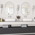 Oval Bathroom Mirror Wall Vanity Oval Mirrors, 2 Pieces 20"x30" Silver Bathroom Mirrors for Over Sink Pill Mirrors Capsule Wall Mounted Mirror, Modern Mirror with Metal Frame for Wall Decor