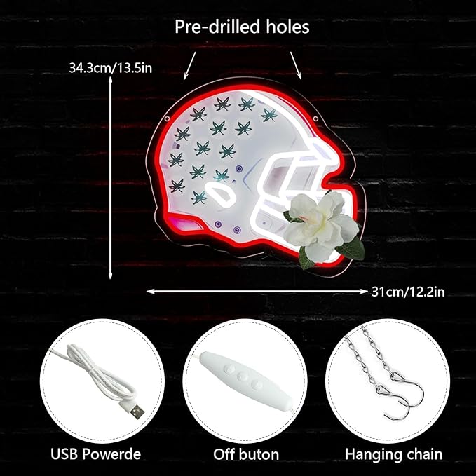 Pugna Football Merch Neon Signs for Wall Decor University Football Team Neon Lights for Bedroom Led Signs Suitable for Dormitory Man Cave Christmas Gift