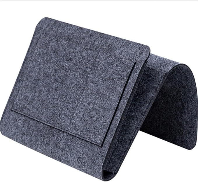 BFYDOAA Bedside Caddy Felt Storage Bag, Hanging Caddy Pockets Bag for Dorm,Bunk Bed,Sofa,Hospital Bed Rails Organizer(Dark Grey)