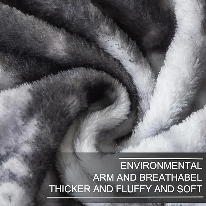 Richave Fuzzy Blanket Twin Size - Tie Dye Grey,Premium Lightweight Anti-Static, Plush and Furry Faux Fur, Reversible Queen Blankets for Twin/Twin XL Extra Long Bed, 66x90 Inches,Tie Dye Grey