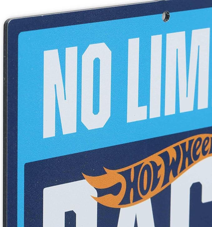 Hot Wheels No Limits Race Zone Metal Wall Decor - Fun Hot Wheels Sign for Kids' Bedroom or Garage