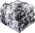 Fuzzy Blanket Twin Size - Tie Dye Grey, Soft and Comfy, Plush and Furry Faux Fur, Reversible Queen Blankets for Twin/Twin XL Extra Long Bed, 66x90 Inches,Tie Dye Grey