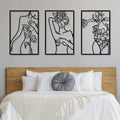 CHENGU 3 Pieces Metal Minimalist Abstract Woman Wall Art Line Drawing Wall Art Decor Single Line Female Home Hanging for Kitchen Bathroom Living Room