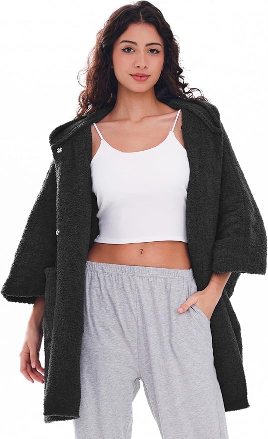 WDCOZY Wearable Blanket Hoodie Poncho Throw Comfy Soft Warm Cape Shawl Cozy Cloak Wrap Hooded with Sleeves For Women Adults