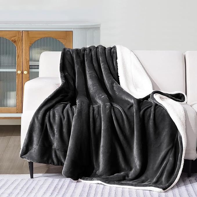 MOONLIGHT20015 Black Sherpa Blankets Queen Size for Bed - Wholesale Bulk Pack of 9 Sherpa Blankets - Soft Fluffy Throw Blanket for Hotels, Guest Bedroom, 90x90 Inches