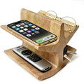 Wooden TV Remote Holder & Eyeglass Stand-Decorative Remote Control Holder Bedside Organizer for Coffee Table, Multi-functional Remote Caddy with Reading Glasses Storage (Wooden)