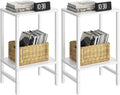 Side Table End Table Tall Night Stand 2-Tier 2 Pack for Living Room Bedroom Bathroom Office Furniture White