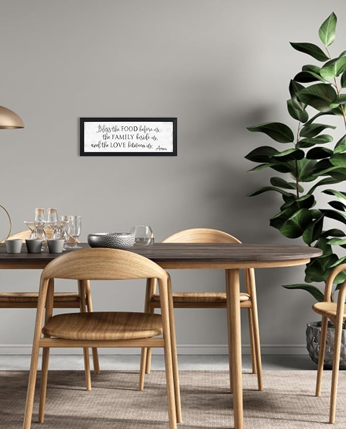 Bless The Food Before Us Wall Decor:Farmhouse Kitchen Signs Wall Decor Bible Verse Quotes Christian Wall Art Modern Rustic Farmhouse Dining Room Decor Black Frames Hanging Plaques 6" x 15"