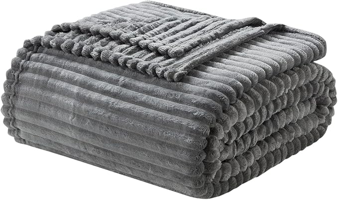 Nestl Grey Blanket King Size for Bed - Cozy Warm Fuzzy Blankets for Women, Plush Large Fleece Throws for Girls - Gray, 108 x 90 Inches