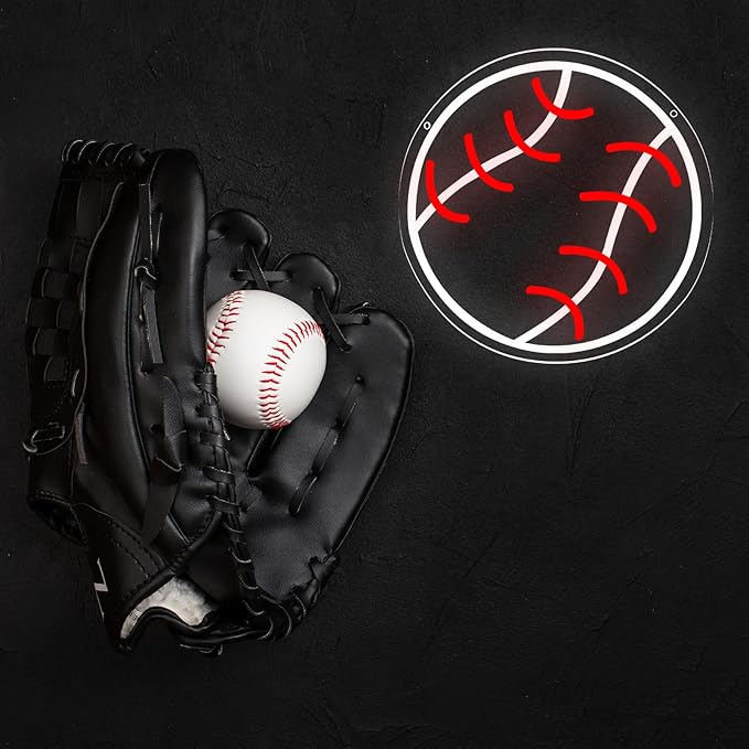 Baseball Neon Lights Dimmable Sport LED Signs Wall Decor for Living Room Bedroom Man Cave Home College Club Shop Birthday Party Gift Art for Kids Fans-12.2 x 12.2IN-USB Powered-Acrylic