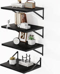 Heimlove 16W x 12D Wall Shelves, 12 Inch Deep Floating Shelves for Wall Set of 4, Wide Heavy Duty Shelves, Black Floating Shelves for Living Room Bedroom Bathroom Kitchen