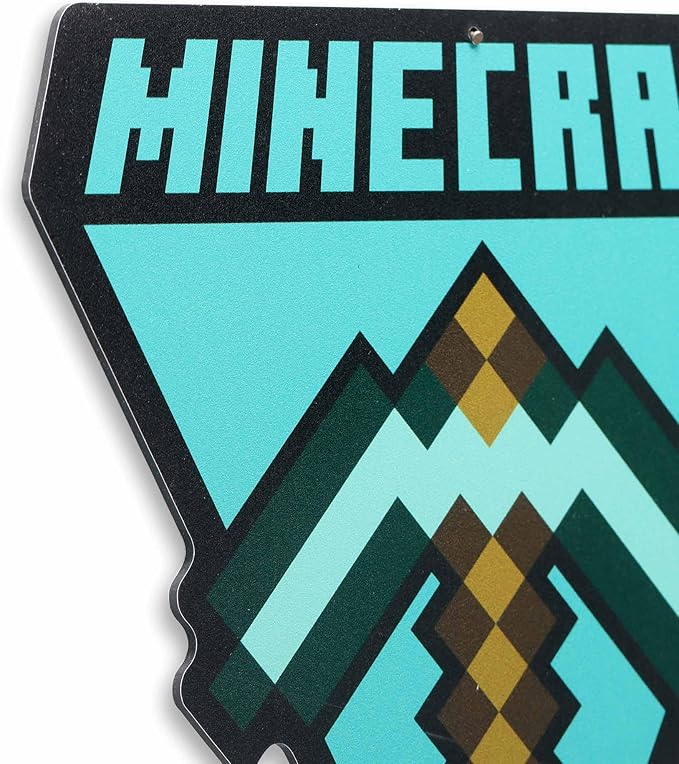 Open Road Brands Minecraft Pickaxe Metal Wall Art - Fun Minecraft Sign for Game Room or Bedroom