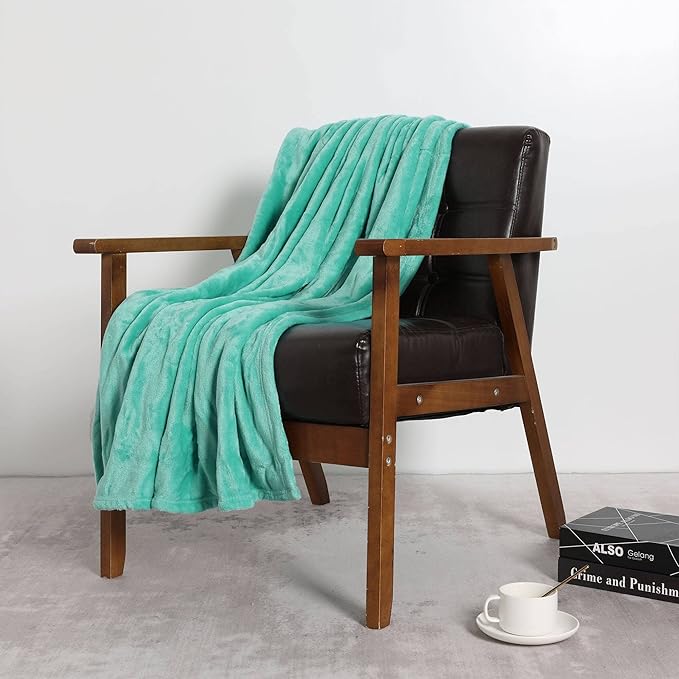 NANPIPER Fleece Blankets, Super Soft Flannel Fuzzy Blanket for Couch, Luxury Cozy Lightweight Microfiber Dog Blanket-Throw Size,Lake Blue