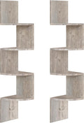 HOOBRO Corner Shelf Wall-Mounted, Set of 2 Floating Corner Shelves, 4-Tier Corner Bookshelves for Wall Decor in Living Room, Bedroom, Bathroom, Home Office, Greige BG25BJP201