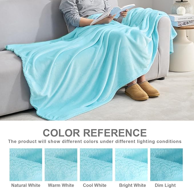 Hansleep Fleece Robin Egg Blue King Blanket, Super Soft Flannel Fuzzy Plush Cozy Blanket for All Seasons, Robin Egg Blue, King 90x108 Inches