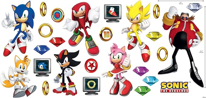 RoomMates Sonic The Hedgehog Characters Wall Decals, RMK5584SCS