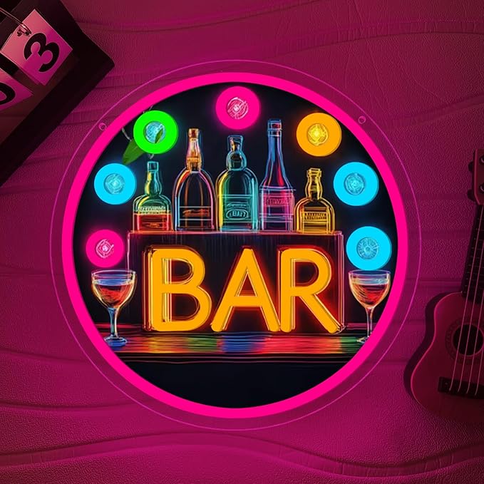 Neon Bar Signs for Home Bar, Bar Led Neon Sign for Man Cave Room Decor Pub Cocktails Party - Best Gifts for Husband, Father, Boyfriend, Whiskey and Beer Lover
