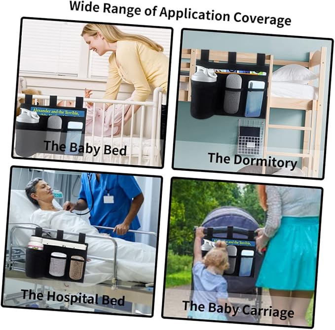 Multipurpose Bedside Hanging Bag Organizer with Multiple Pockets for Dormitory and Home Door Back Storage Pouch for Phones Books Chargers and Snacks Caddy for Bedroom and Living