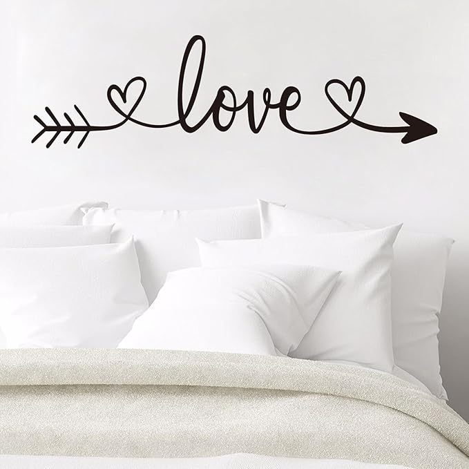 AnFigure Couples Quotes Wall Decals: Inspirational Vinyl Art Love Wall Stickers for Home Bedroom Bathroom Living Room - Love Arrow 35"X9.8"