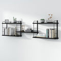 Wall Shelves, Wall Mounted Bookshelves, DIY Floating Shelves for Wall, Wood Hanging Book Shelves for Room, Bedroom, Living Room, Easy Installation (Black, 50W x 17H)