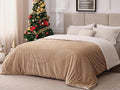 Sherpa Blankets Queen Size - Fleece Queen Blanket for Bed, Soft and Warm Throw Blanket for Winter, 90" x 90", Khaki