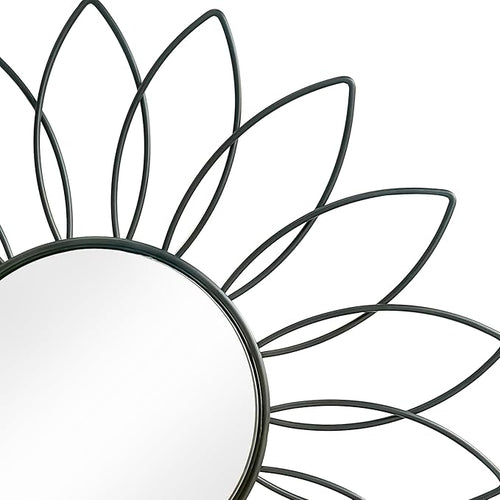3 Pack Metal Mirrors for Wall Sunburst Wall Mirrors Home Décor Decorative Hanging Wall Art for Living Room Bedroom Entryway (Black2, Flowers)