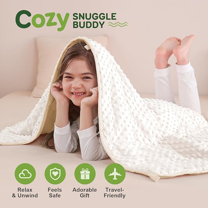 Sivio Weighted Blanket 5lbs, 36 x 48inches, Soft and Cozy Cooling Heavy Blanket for All-Season, Calm Sleeping and Nap, Suit for Car, School and Home, Machine Washable, White