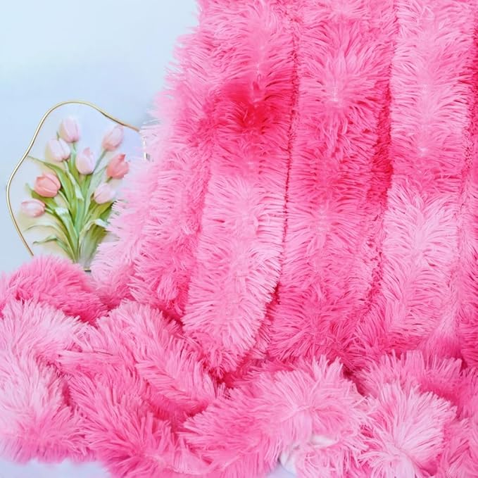 Plush Super Soft Blanket Bedding Sofa Cover Furry Fuzzy Fur Warm Throw Qulit Cozy Couch Blanket for Winter (Tie Dye Pink,63x79 Inches)