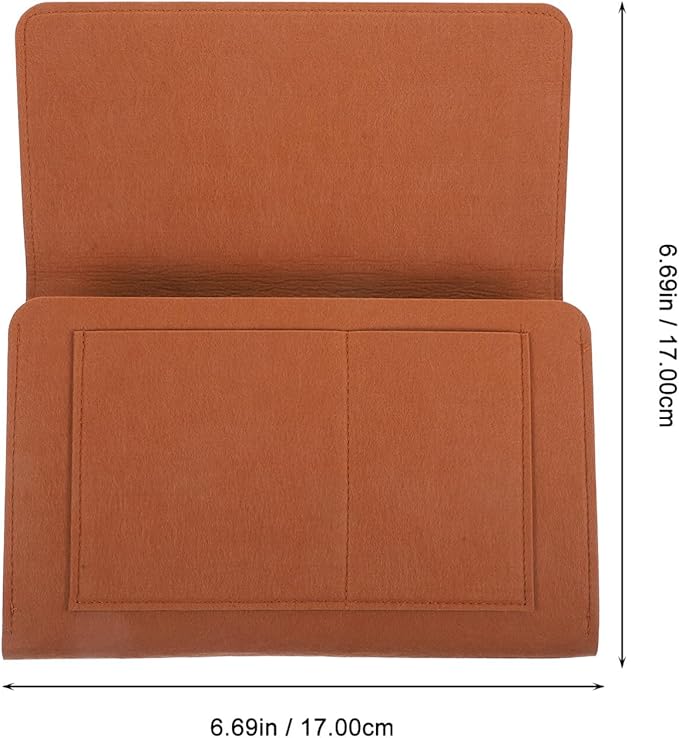 Bedside Storage Bag Portable Felt Organizer with Pockets for Phone Chargers and Books for Couch Sofa or Dorm Room Compact and Multi-functional Home Decor Brown
