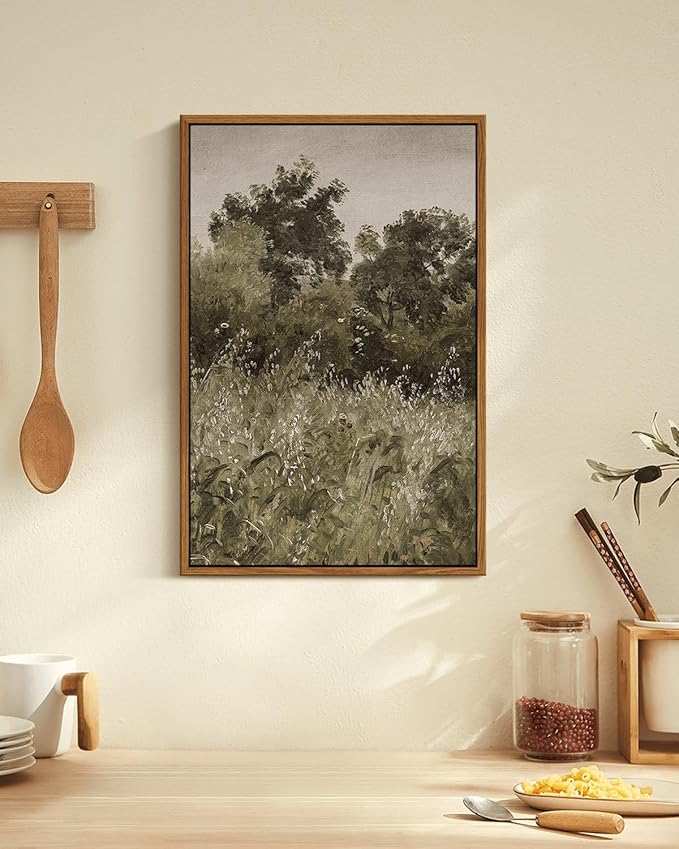 InSimSea 2 Pcs Framed Wall Art Vintage Farmhouse Decor, Retro Grassland Paintings Above Bed Wall Decor, Canvas Prints, Living Room,Bedroom,Office Retro Country Decorations, 16x24inch, Set of 2