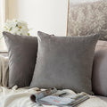 MIULEE 26x26 Inch Euro Sham Velvet Pillow Covers, Set of 2 Large Square Decorative Pillows -Grey Super Soft for King Bed, Sofa, Couch, Accent Chairs with Hidden Zipper