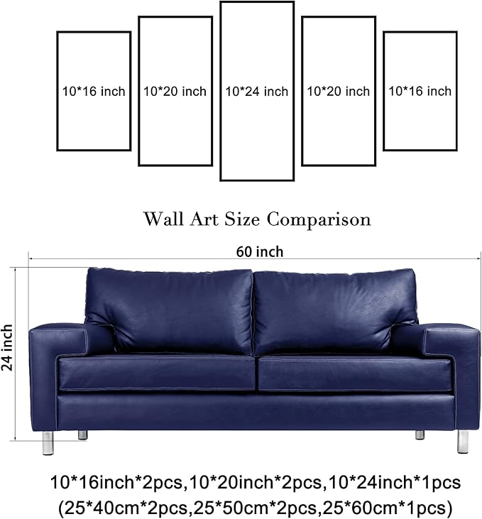 Wieco Art New York Brooklyn Bridge Canvas Wall Art Night View 5 Panels Modern Landscape Artwork Canvas Prints Abstract Pictures to Photo Canvas Wall Decor for Home & Office Decorations