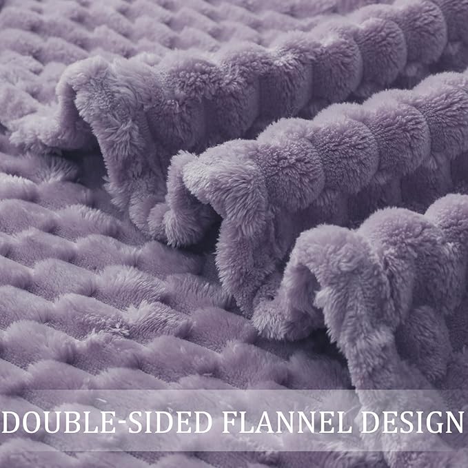 Exclusivo Mezcla Fleece King Blanket for Bed, Extra Large Fuzzy Grayish Purple Bed Blankets, Soft Cozy Plush Sofa Throws for All Seasons, 90x104 Inches