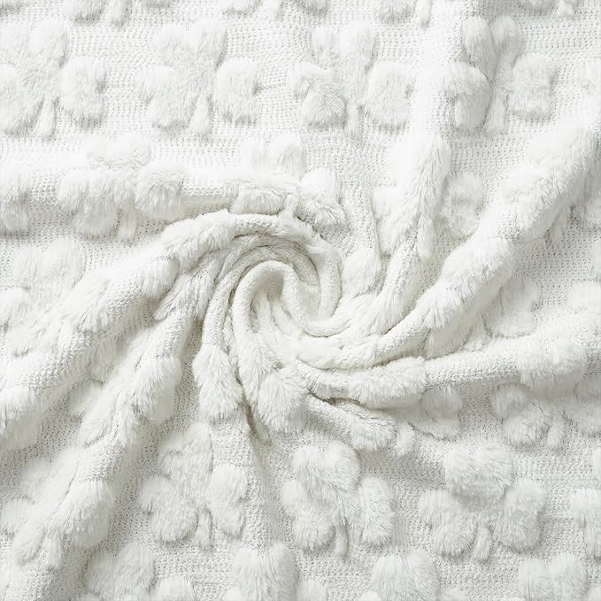 Horaldaily St. Patrick's Day Solid Blanket Throw, White Shamrock Soft Fuzzy Plush Faux Fur Cozy Blankets for Couch Sofa Bed Lounging, Ideal Gifts for Kids Adults Wife Self, 60x80