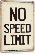 No Speed Limit Metal Signs Vintage, Funny Wall Art for Man Cave, Garage, Teen Boys Bedroom, Race Cars Room Decor, Retro Tin Signs 8x12 Inches