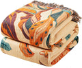 Fall Boho Throw Blanket for Bed 80"x90", 100% Cotton Boho Throws for Couch Sofa, Ultra Soft 4-Layers Woven Muslin Blanket with Floral Printed for All Season,Farmhouse Throws Bed Chair Cover