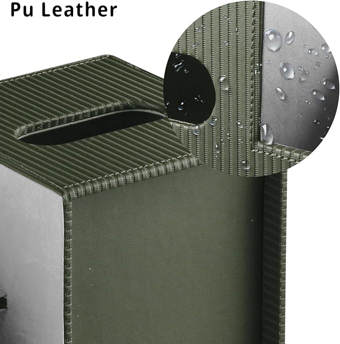 Fanousy Modern PU Leather Cube Tissue Box Cover with Storage Tray, Multifunctional Remote Control Holder & Facial Tissue Dispenser Organizer for Nightstand, Bathroom, Bedroom, Office & Home Decor