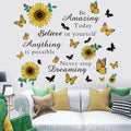 Inspirational Quote Sunflower Wall Stickers - Removable Positive Saying Peel and Stick for Classroom, Home, Bedroom, Office Wall Art Decor