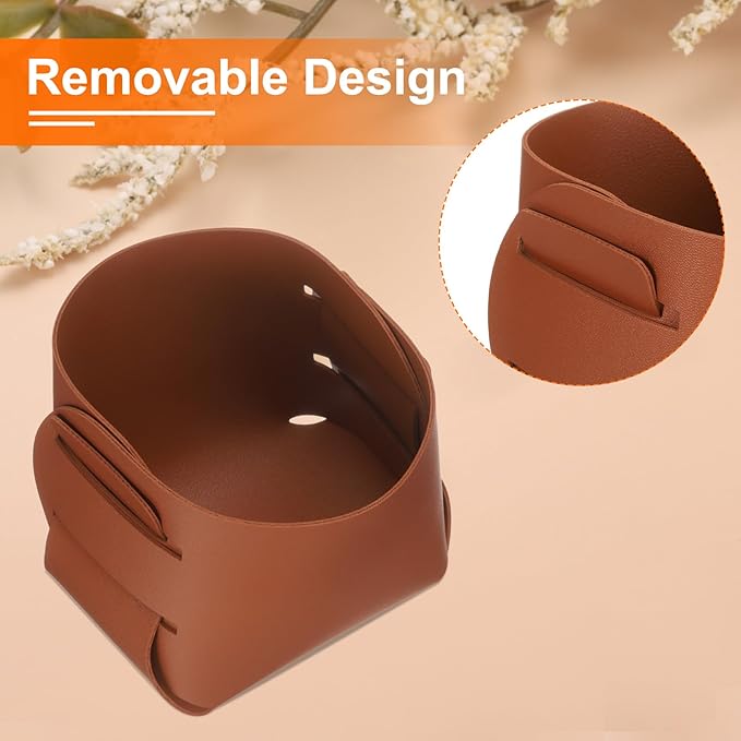 uxcell Valet Tray Organizer, PU Leather Desktop Storage Organizer Box Tray Entryway Table Bedside Nightstand Catchall Vanity Tray for Jewelry Key Coin Watch Wallet (Light Brown)