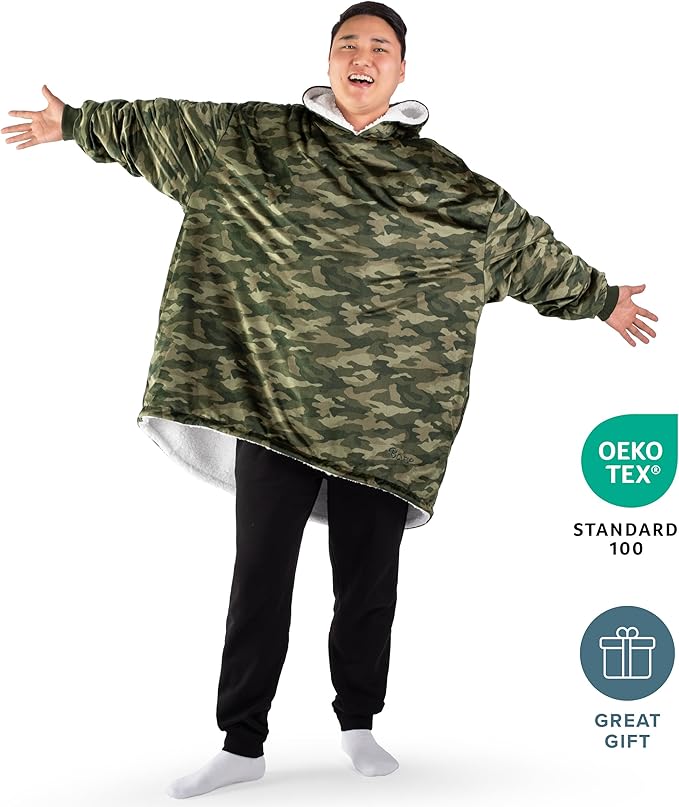 Bare Home Wearable Blanket Hoodie - Soft Plush Sherpa - Warm and Cozy - Oversized Wearable Blanket - Adult & Kid Sizes