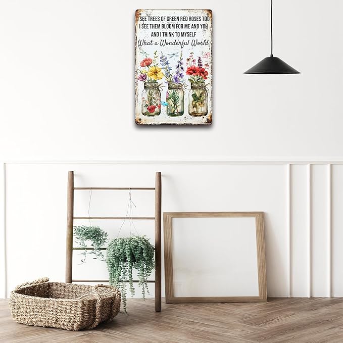 Funny Garden Plant Flower Metal Tin Sign Outside Yard Art Decor - Humorous Gardening Gift for Women Enthusiasts, 12" x 8"