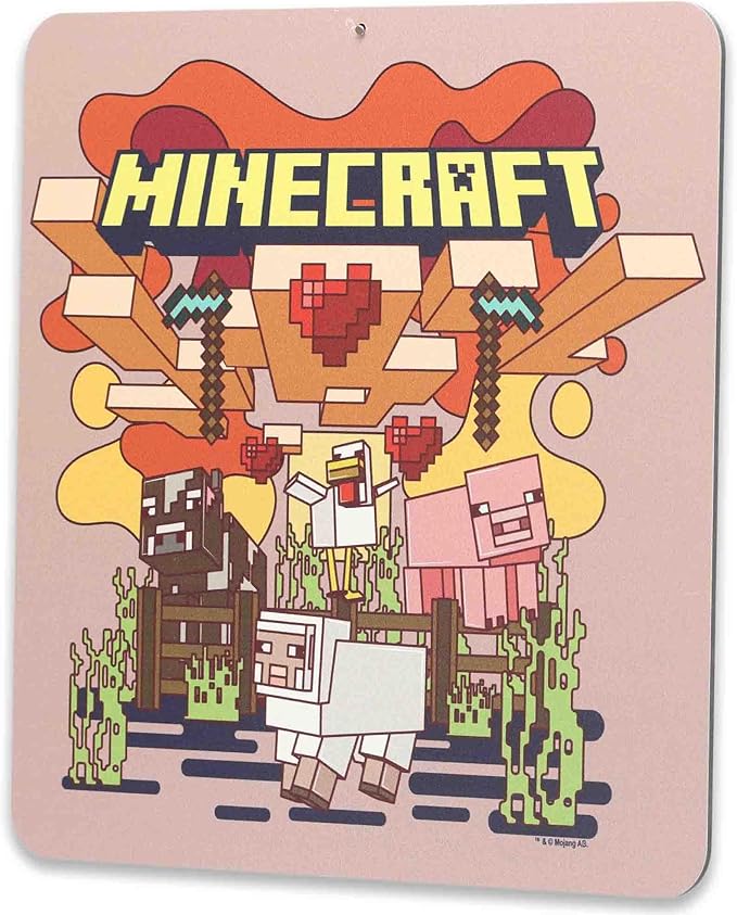 Open Road Brands Minecraft Scene Metal Wall Decor - Fun Minecraft Sign for Bedroom or Game Room