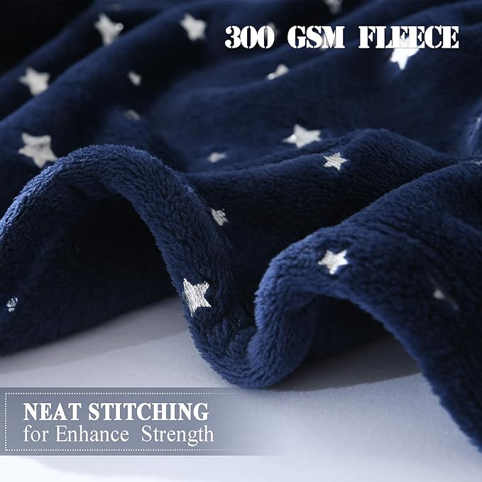 NANPIPER Throw Blanket, Ultra Soft Thick Microplush Bed Blanket, All Season Premium Fluffy Microfiber Fleece Throw for Sofa Couch Throw (50"x65", Navy Blue)