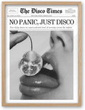 iHery No Panic Just Disco Small Framed Trendy NewsPaper Wall Art,Beige OAK Wood 8x10in Canvas Bedroom Wall Art, Cherry Disco Ball Poster,Magazine Wall Decor For Dorm Living Room Home 1Pack