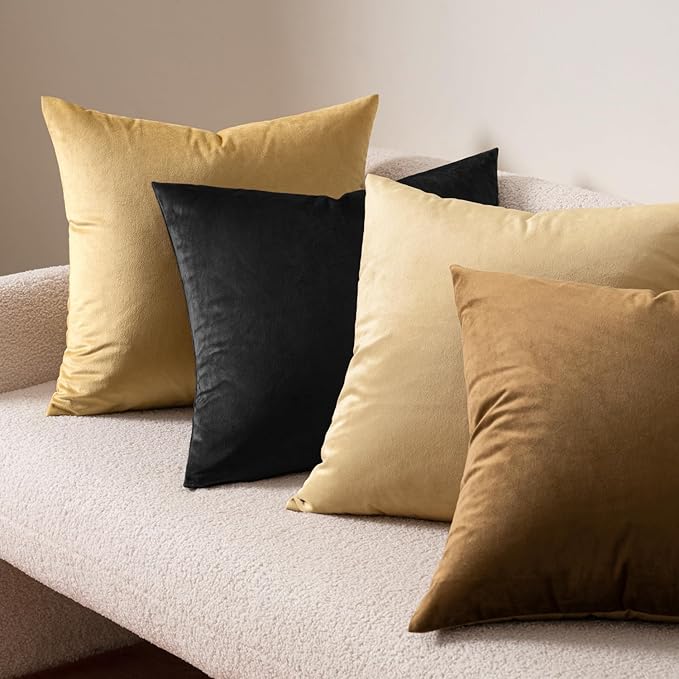 MIULEE 28x28 Inch Euro Sham Velvet Pillow Covers, Set of 2 Large Square Decorative Pillows -Black Super Soft for King Bed, Sofa, Couch, Accent Chairs