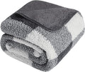 LURKA Checkered Sherpa Fleece Throw Blanket – Soft and Cozy, Medium Weight for All Season, Plush Throw for Couch, Bed & Pets, Smoke Grey, 50x60 Inches