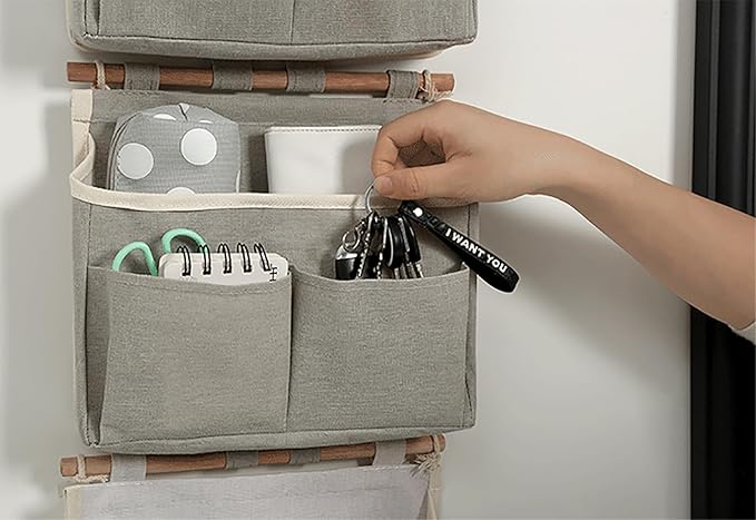 2 Pack Wall Hanging Storage Caddy Bags Locker Organizer Basket with Hooks Fabric Wall Organizer Waterproof Hanging Pouch for Closet Door Bedroom Bathroom Office Home Kitchen